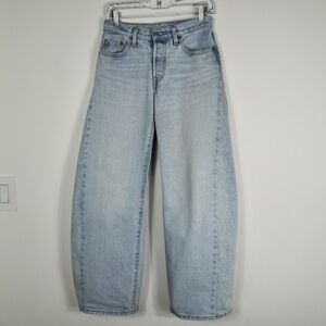 Reworked Levi’s 501 into wide leg/ barrell light was size 24